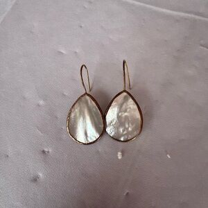 Elegant Gold and White Teardrop Earrings